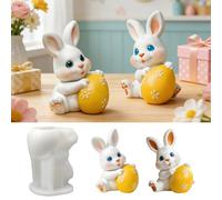 Moule en silicone 3D en forme de lapin de Pâques - Bougeoir de Pâques - Moule en silicone pour lapin de Pâques - Moule en silicone - Pour chocolat, savon, cadeaux de Pâques (#F)