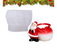 Moule en silicone 3D en forme de Père Noël pour ciment | Moule à ciment | Kit de moulage festif | Silicone M0ld réutilisable pour ciments, plâtre, résine, décoration de jardin, atelier