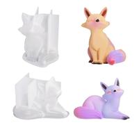 Moule en silicone 3D en forme de renard pour fabrication de savon, bijoux, jeux