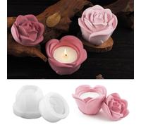 Moule en silicone 3D en forme de rose avec couvercle en forme de pot pour bougies, bijoux, moule en résine époxy, moule pour rangement de bagues, bougeoirs, Saint-Valentin, décoration d'intérieur