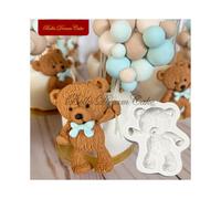 Moule en silicone 3D en forme d'ourson pelucheux, pour fondant, chocolat, argile, décoration de gâteaux,