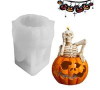 Moule en silicone 3D Halloween en forme de tête de mort - Moule en silicone pour décoration de bureau, aromathérapie, savon pour fondant, chocolat, biscuits, gâteaux, bonbons, artisanat