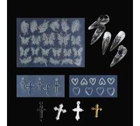 Moule en Silicone 3D pour Art des Ongles Moule Floral en Silicone pour Breloques à Ongles Moule de Coulée Résine pour Nail Art Fournitures DIY pour Créations Décoratives gravure Ongles Fleur (A)