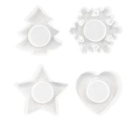 Moule en silicone 3D pour bougeoir en forme d'arbre de Noël, flocon de neige, cœur, étoile, support de décoration, moule en silicone de qualité alimentaire