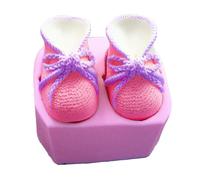 Moule en silicone 3D pour chaussons de b b , chaussures tricot es pour b b , d coration de g teau
