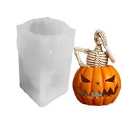Moule en silicone 3D pour Halloween, en forme de crâne, pour bougies d'Halloween - Moule d'aromathérapie fait à la main pour biscuits, fondants, bonbons, gâteaux, cupcakes, décoration de bureau