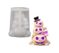 Moule en Silicone 3D Squelette, Moule Réutilisable à Trois Couches avec Chapeau Haut-de-Forme, à Bougies Crâne, Pour Pâtisseries Bonbons Gélifiés Savon Bougies Artisanat Fête Classe