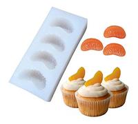 Moule en silicone 4 cavités Mandarine Orange Segments Fruits Fondant Gum Pâte à Glaçage pour Décoration de gâteaux Cupcake Chocolat Bonbons Résine Argile Polymère Savon Incrusté