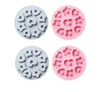 Moule En Silicone 4 Pièces Love Shape Cake Baking Chocolate Jelly Baking Moule À FondantBleu Rose