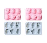 Moule En Silicone 4 Pièces Oeuf De Pâques Motif Gâteau En Silicone Cuisson Chocolat Gelée Moule À PuddingBleu Rose