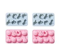 Moule En Silicone 4Pcs Citrouille Motif Silicone Gâteau Cuisson Gelée Pudding Moule À Gâteau De RizBleu Rose