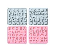 Moule En Silicone 4Pcs Lettre Motif Silicone Diy Cuisson Gâteau Chocolat Fondant Bougie MouleBleu Rose