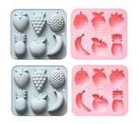 Moule En Silicone 4Pcs Motif Fruit Silicone Gâteau Chocolat Pudding Cookie Candy MoldBleu Rose