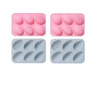 Moule En Silicone 4Pcs Motif Ovale Silicone Cuisson Chocolat Gelée Cuisson Moule À GâteauBleu Rose
