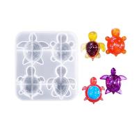 Moule en silicone à 4 cellules en forme de tortue pour porte-clés, sac à livres, pendentif, création unique en résine, moule réutilisable en silicone pour porte-clés
