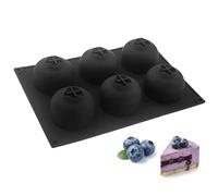 Moule en silicone à 6 cavités 3D aux myrtilles - Moule à gâteau en mousse antiadhésif réaliste en forme de fruit pour la cuisson, moule de cuisson de fruits de qualité alimentaire résistant à la