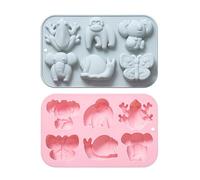 Moule en silicone à 6 cavités en forme d'animal de dessin animé - pour gâteau et chocolat (rose)