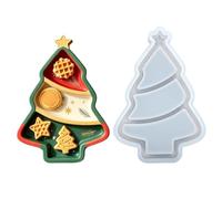 Moule en silicone à plateau compartimenté sapin de Noël et bonhomme de | coulage DIY loisirs créatifs Créations bougie bol coffret bijoux organiseur bureau argile plâtre