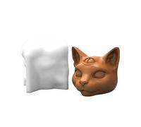 Moule en silicone à trois yeux pour décoration de chat - Résine époxy - Décoration d'intérieur - Moule à trois yeux en forme de chat