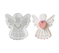 Moule en silicone ange avec cœur - Moule en silicone pour le printemps - Moules en plâtre pour le moulage - Ange gardien - Moules en silicone pour plâtre, béton, poudre de coulée (B)