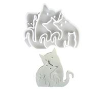 Moule en silicone avec 3 figurines de chat pour travaux manuels, décoration, plâtre, argile, béton, décoration intérieure, projet d'artisanat, approvisionnement