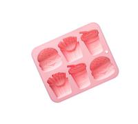 Moule en silicone avec 6 cavités dont hamburger frites pour création moule à savon fast food