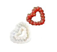 Moule en Silicone avec conception de couronne de cœur de fraise, fournitures de décoration de gâteaux, moule d ' artisanat à libération facile, moule de fabrication de bonbons