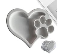 Moule en silicone avec empreintes de pattes de chien - Moule en résine - Moule à bougie porte-clés - Moule époxy en forme de cœur - Empreinte de patte - Moule en résine pour bougie, plâtre, savon