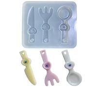 Moule en silicone avec fourchette et cuillère avec trou pour bonbons, porte-clés, boucles d'oreilles, pendentif, ornement fait à la
