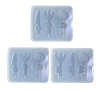 Moule en silicone avec fourchette et cuillère avec trou pour bonbons, porte-clés, boucles d'oreilles, pendentif, ornement fait à la
