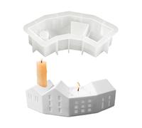 Moule en silicone avec maison nordique - Moule en résine époxy pour bougeoirs et design de maison modulaire - Moule réutilisable pour bricoler des sous-verres, des photophores et des accessoires