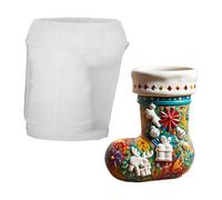 Moule En Silicone Bas De Noël, Moule de Moulage Époxydique de Noël, Décorations Saisonnières Festives pour Bougeoir, Pot de Stockage, Jardinière et Artisanat pour Cire, Argile, Pâte Époxy et