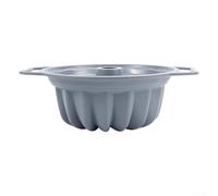 Moule en silicone cannelé pour gâteau avec poignée en acier inoxydable, sans moule à pain et pour gâteaux, passe au four, au micro-ondes et au lave-vaisselle (gris)
