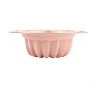 Moule en silicone cannelé pour gâteau avec poignée, pour un retrait facile des gâteaux et du pain, résistant à la chaleur (rose)