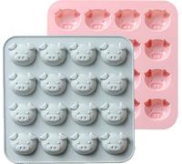 Moule en silicone Cochon-Chocolat, 2 paquets, 16 alvéoles, Visage de Cochon, Emoticônes, Porcelet, Moules à bonbons Pour Gelée, Fondant, Bonbons, Bombes de graisse Keto, Résine