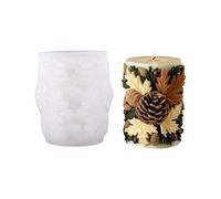 Moule en silicone de bougie cylindrique en relief de de Noël pour bougie faite à la main, savon, outil de cuisson chocolat, moules en silicone de qualité alimentaire en résine époxy