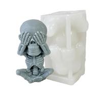 Moule en silicone de crâne, moule de crâne - Écoutez voir Outil no maléfique statues de crâne 3d,Bougie artisanale qui produit un moule en résine époxy qui silicone pour créer des figurines