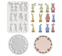 Moule En Silicone De Lapin De Pâques, Moule De Bougeoir | Moule De Support De Bougie Réutilisable À Base Ronde De Décor De Lapin 3D - Moule De Décoration D'aromathérapie Fait À La Main, Artisanat De L