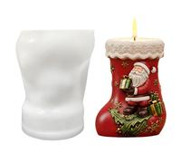 Moule en silicone de Noël 3D - Moules en silicone - Moules en silicone - Motif Père Noël - Pour bougies - Moules en plâtre - Pour bricolage et décoration (F)