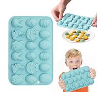 Moule en Silicone de Pâques avec 18 Cavités, Moule Adorable pour Œufs de Pâques, Moule 3D Lapin de Pâques, Panier, Gummy, Chocolat, Idéal pour Décorations de Gâteaux et DIY