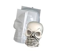 Moule en silicone de qualité alimentaire en forme de tête de mort pour la fabrication de moulages de résine, décorations de fête d'Halloween, accessoires de fête d'Halloween