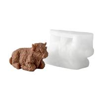 Moule en silicone de vache des Highlands, moule animal mignon 3D pour le moulage de bougies et de résine, outil de bricolage pour le plâtre, le savon, la résine époxy et la décoration de ferme