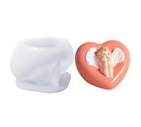 Moule En Silicone En Forme D'ange En Forme De Cœur - Moule 3D Pour Fabrication De Bougies À Ailes Angéliques, Décoration De Fête De Vacances, Fournitures D'artisanat En Résine | Utilisé Pour Le Cadeau