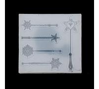 Moule en silicone en forme de baguette étoilée en résine époxy 5 formes de baguette de fée princesse - Accessoires de costume d'Halloween et de cosplay - Moules en résine - Bijoux en silicone