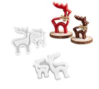 Moule en silicone en forme de cerf pour la fabrication de bougies de Noël, moule artisanal en forme de renne avec deux cavités, blanc translucide, 13, 5 x 3 cm