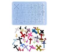 Moule en silicone en forme de croix - Résine - Artisanat décoratif - Bijoux - Décoration d'ongles - Autocollant crucifix - Moule en résine époxy - Petit format