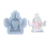 Moule en silicone en forme de cœur en forme de pierre tombale pour remplissage de bijoux artisanaux, pendentifs, effet décoratif pour marqueur de cimetière