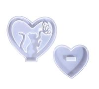 Moule en silicone en forme de cœur, moule en résine en forme de cœur | Moulage sous verre en résine époxy au design animal, support