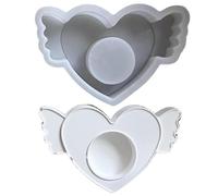 Moule en silicone en forme de cœur, moule en silicone décoratif de bureau, moule créatif en silicone pour loisirs créatifs, bougeoir en forme d'ailes d'amour, moule anti-adhésif pour bougies, travaux