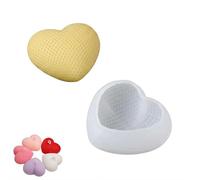 Moule en silicone en forme de cœur pour bougie et savon, moule en silicone pour moulage de résine époxy, béton, cire, plâtre, 3D unique pour la Saint-Valentin pour cadeaux et bricolage créatif (7,6 cm